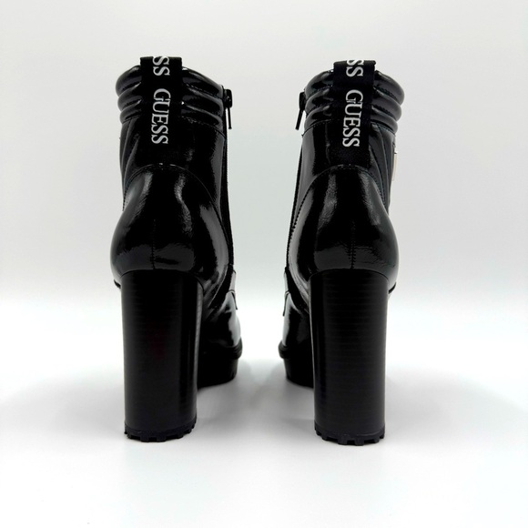 Guess Women’s Manners Shiny Black Lace-Up High Heel Platform Combat Boots 9.5M - Picture 8 of 16